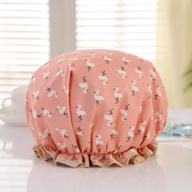 Double layer Waterproof Shower Cap Disposable Hair Small Fire Column Bird Orange - Shop at LoveMi