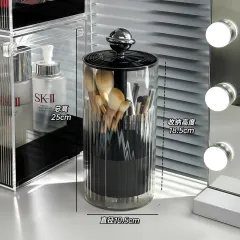 Upgraded Press-Pop Makeup Brush Holder One-Touch Open Dustproof Organiser With Clear Lid For Vanity Desktop Bathroom 2 Colours - Black - View 1