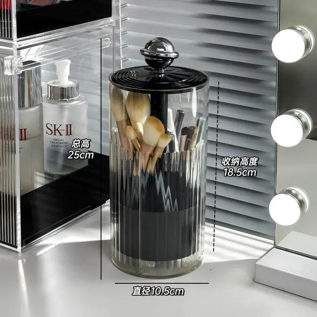 Upgraded Press Pop Makeup Brush Holder One Touch Open Dustproof Organizer With Clear Lid For Vanity Desktop Bathroom 2 Colors Black - Shop at LoveMi