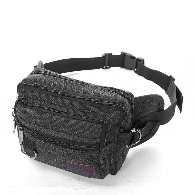 Canvas Fanny Pack With 4-Zipper Pockets Men Waist Bag Hip Bum Bag With Adjustable Strap For Outdoors Workout Traveling Casual Running Hiking Cycling — foto 4