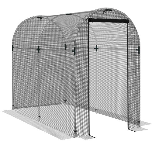 Outsunny Galvanised Steel Fruit Cage, Plant Protection Tent With Zipped Door, 1.2.1.9m, Black Black - Shop at LoveMi