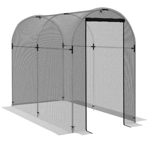 Outsunny Galvanised Steel Fruit Cage, Plant Protection Tent With Zipped Door, 1.2.1.9m, Black Black - Shop at LoveMi