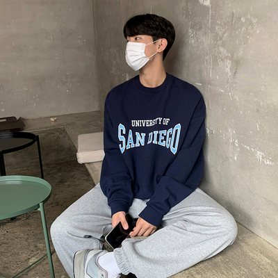 Men's Round Neck Loose Letter Print Couple Jacket