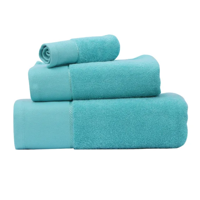 Cotton Towel Bath Towel Three Piece Water Absorbing Gift Towel Bath Towel Set Blue - Shop at LoveMi