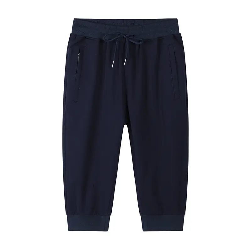 Men's Loose Plus Size Cotton Stretch Sports Pants Knitted Cropped Trousers