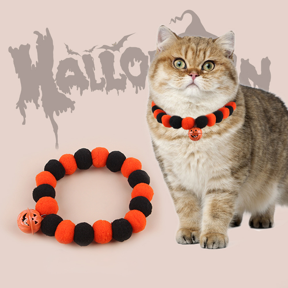 Funny Naughty Cat Collar Pet Trick Or Treat Pumpkin Collar
