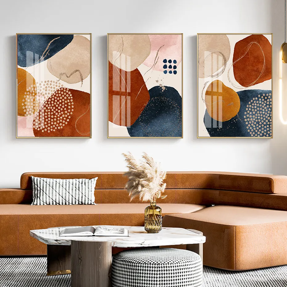 Abstract Watercolor Geometric Shapes Artwork Canvas Painting