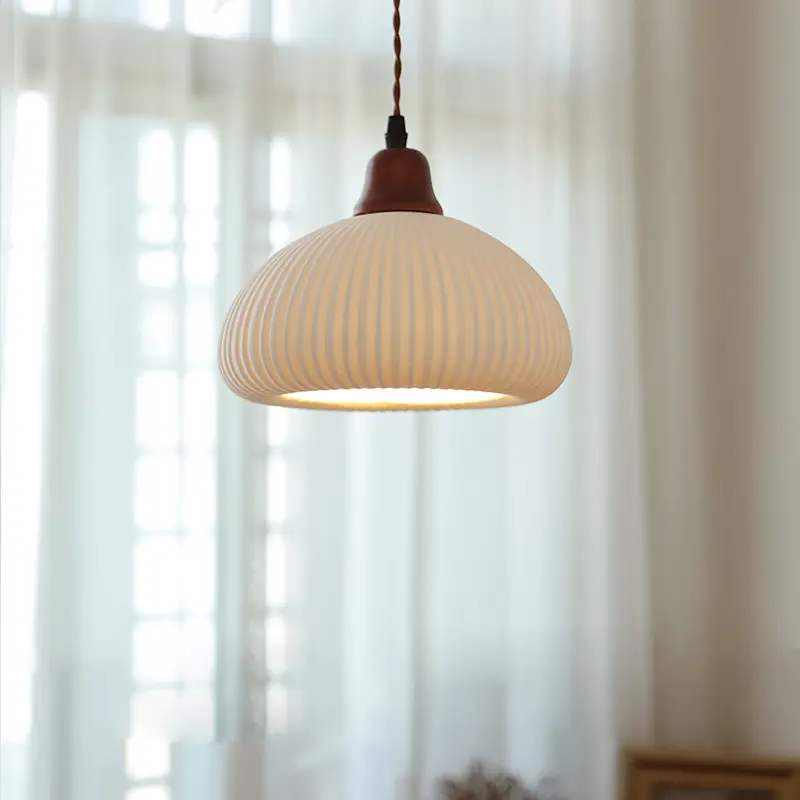 Vintage Chinese Japanese Pumpkin Ceramic Pendant Lamp