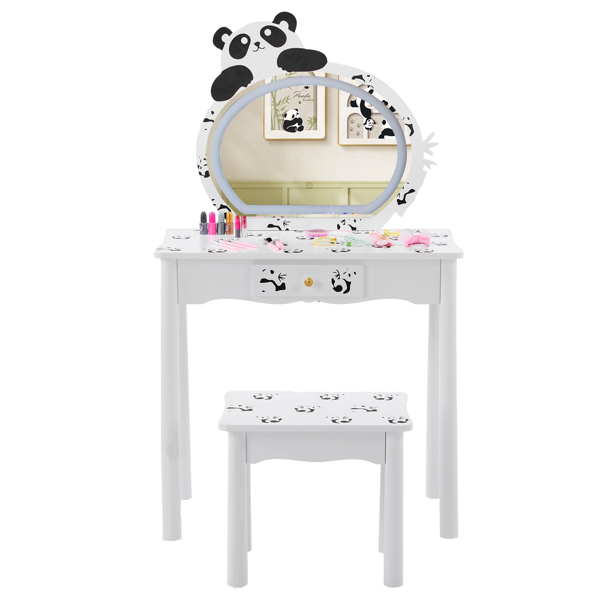 Black And White Panda MDF Painted Finish, Solid Wood Legs, 1-drawer Children's... 9