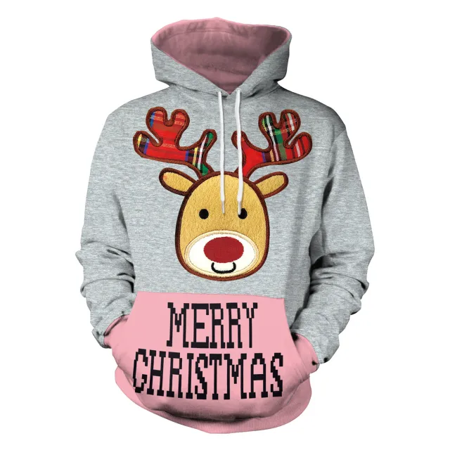 Christmas Women's Loose Versatile Hooded Creative Digital Printed Sweater Performance Dress Sb101032 M - Shop at LoveMi