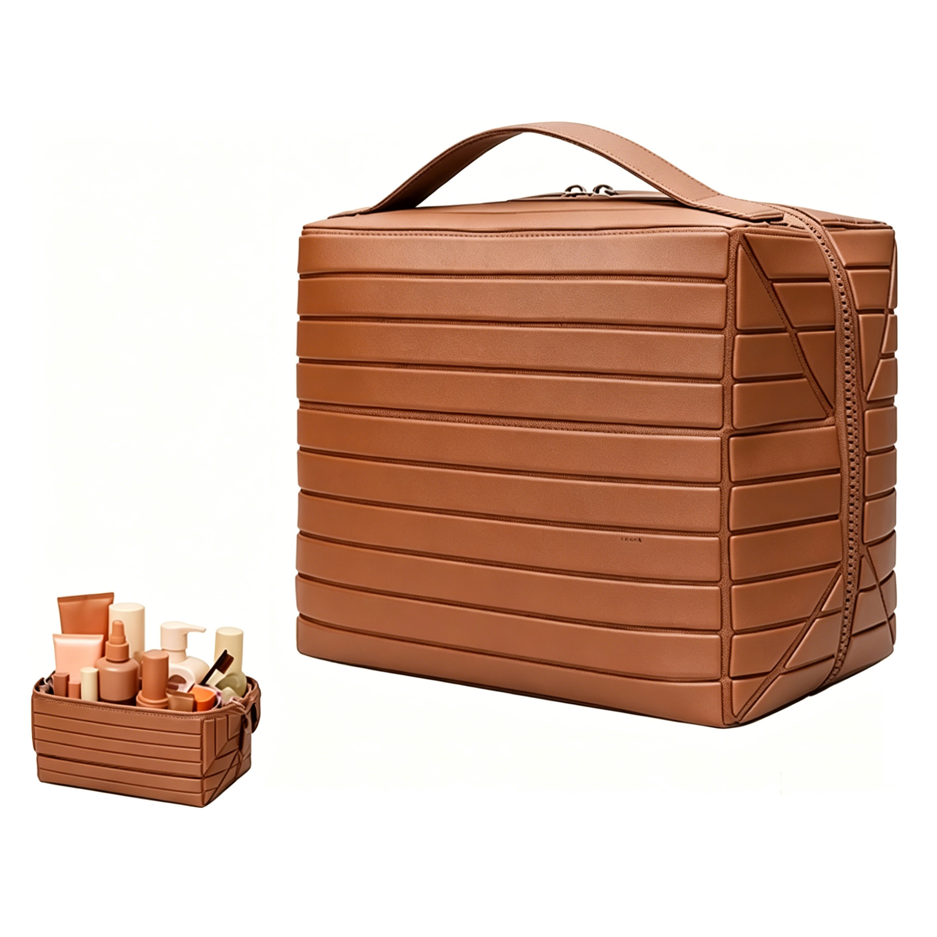 Foldable Standing Makeup Bag With Large Capacity And Multiple Compartments, Portable Toiletry Bag, Travel Skincare Products, Cosmetics Storage Bag