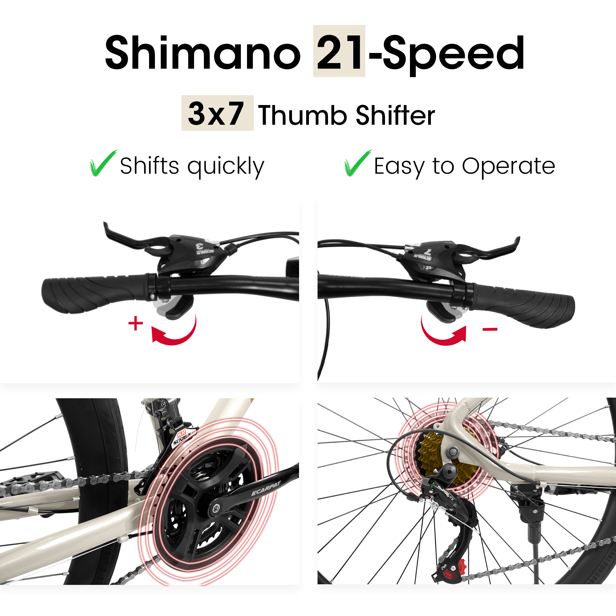 A28250 700Cx35 Road Bike With Aluminum Alloy Wheels, 21-Speed Gear System, Disc Brakes, Wide Tires Ideal For Urban Commuting And Student Transportation
