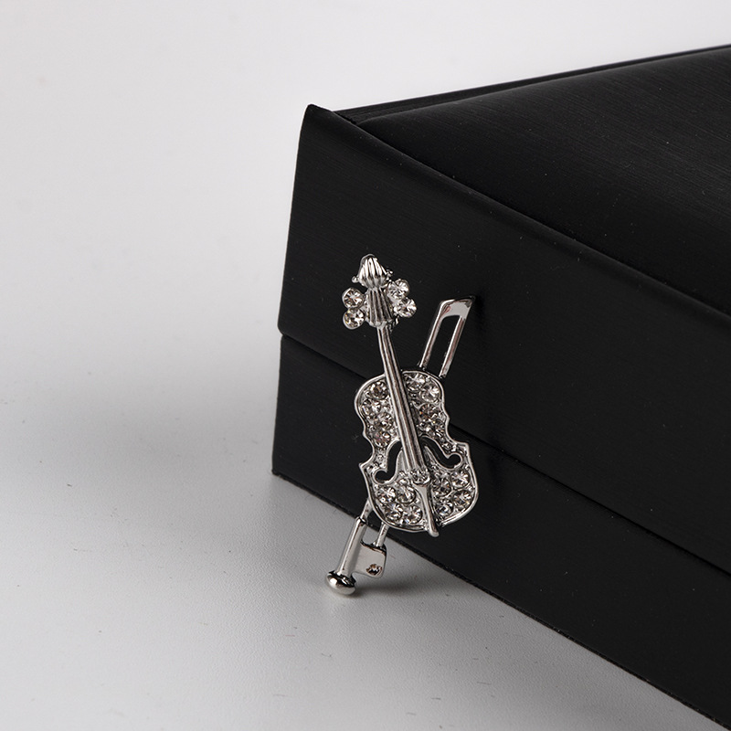 Classic Music Style Violin Brooch Silver2 - Shop at LoveMi