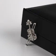 Classic Music Style Violin Brooch - Silver2 - View 1
