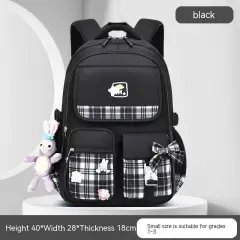 Children's Large Capacity Lightweight Cartoon Cute Backpack - Black - View 1