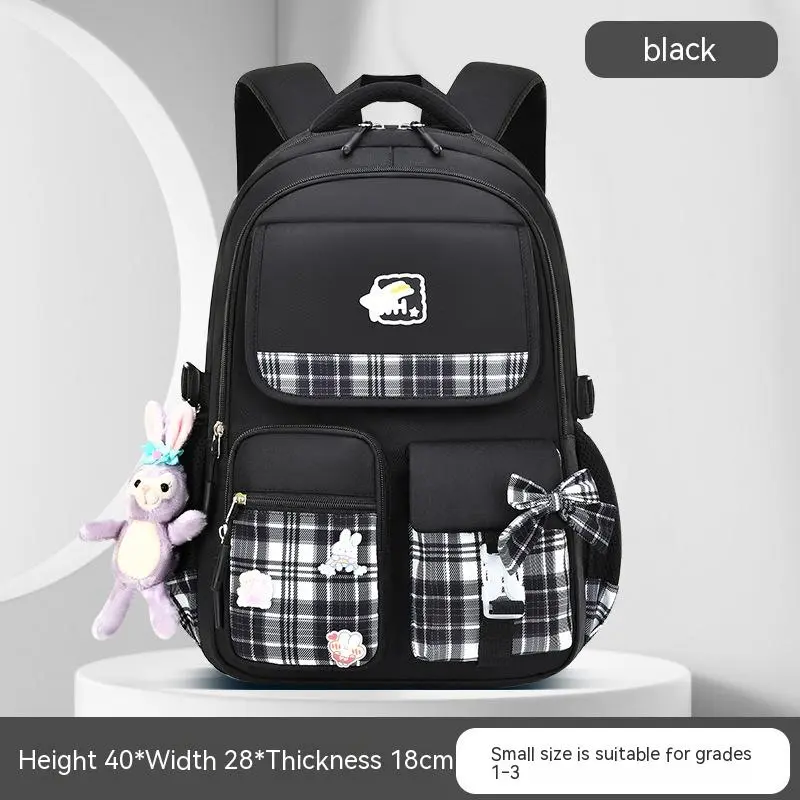 Children's Large Capacity Lightweight Cartoon Cute Backpack - Black
