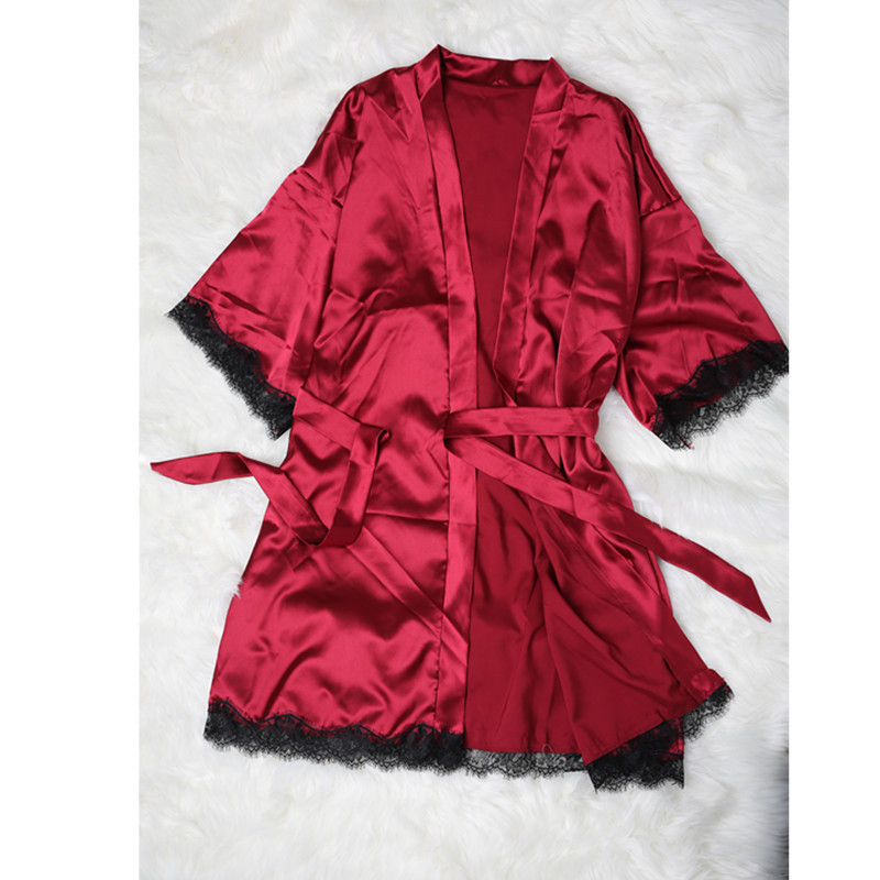 Title 4, Satin Silk Bathrobe Elegant Bridesmaid Robe Com...