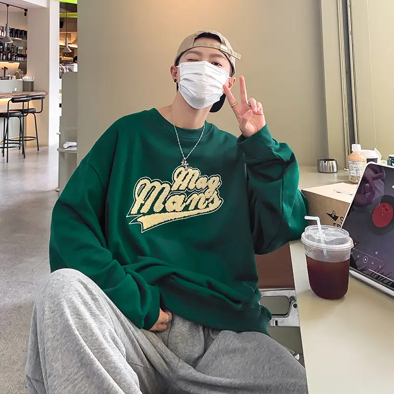 Ins Street Trend Contrast Color Letter Couple Round Neck Sweater
