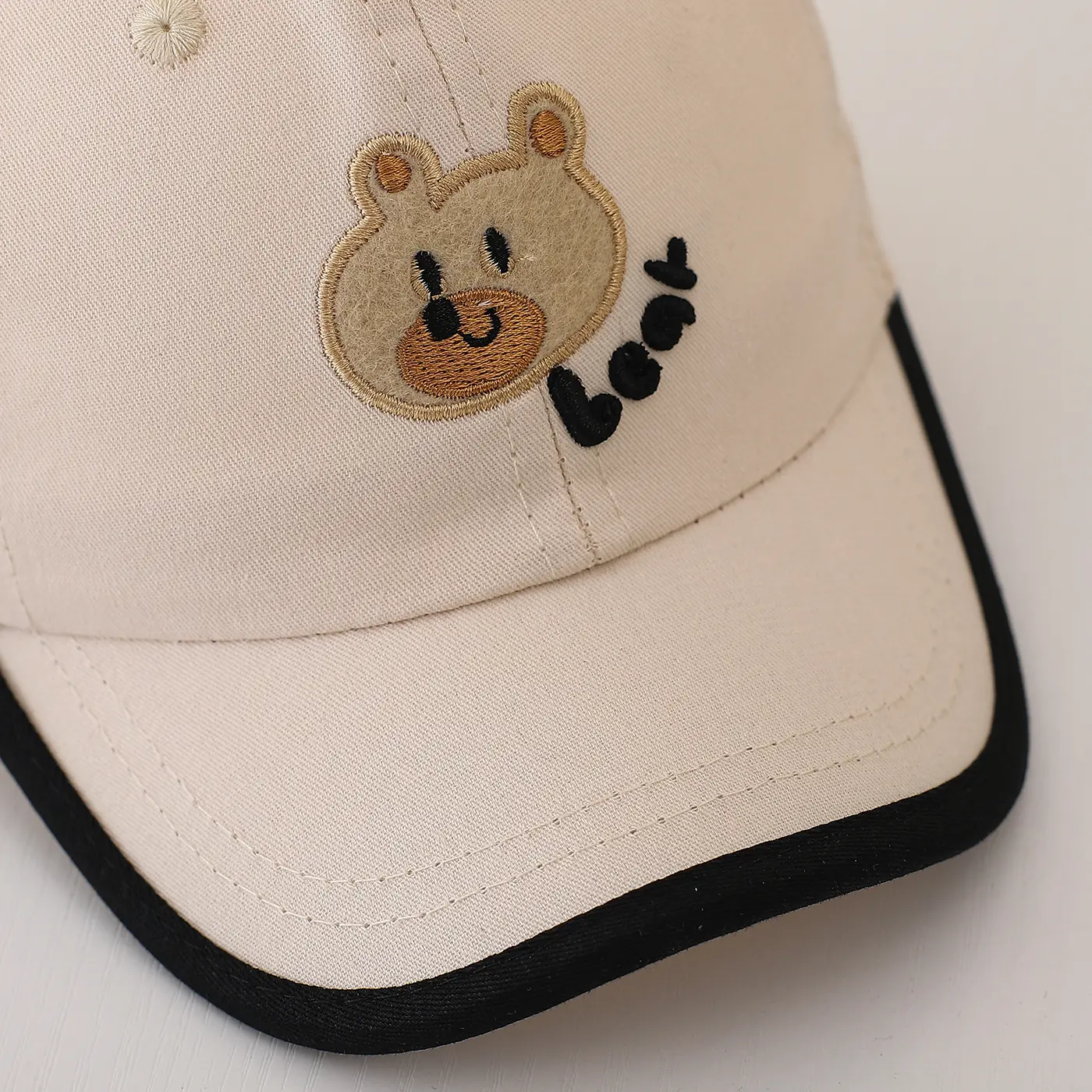 Children's Multi-color Edge-stitching Cartoon Bear Letter Embroidery Adjustable Cute And Versatile Baseball Cap Suitable For Going Out For Shopping