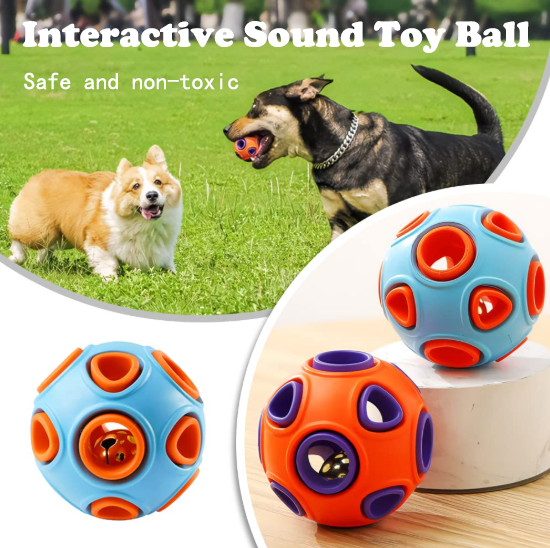 Dog Rubber Ball With Bell Sound, 2-Pack, Interactive Pet Chew Toy For Puppies And Small Dogs.Please Note That Both Items Shipped Are Intended As Bells And Do Not Include Lights.