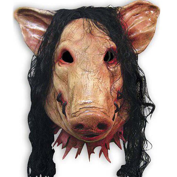 Pig head mask with hair