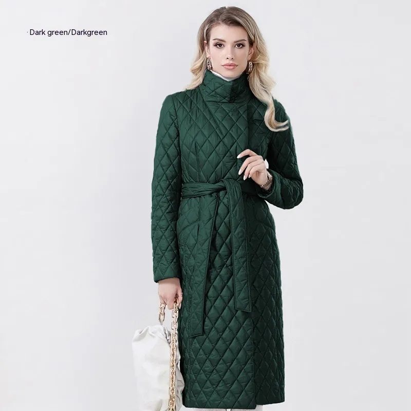 Winter Clothing Coat Extended Stand-up Collar Cotton-padded Clothes Warm And Windproof - Green