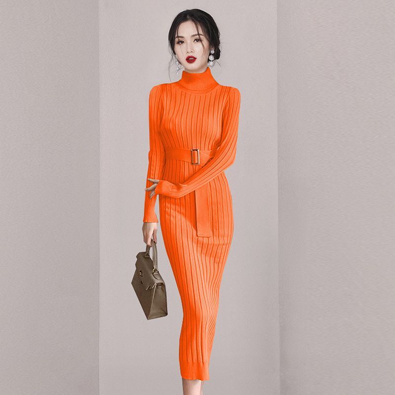 Temperament High Waist Slim Knitted Hip Women's Pencil Skirt