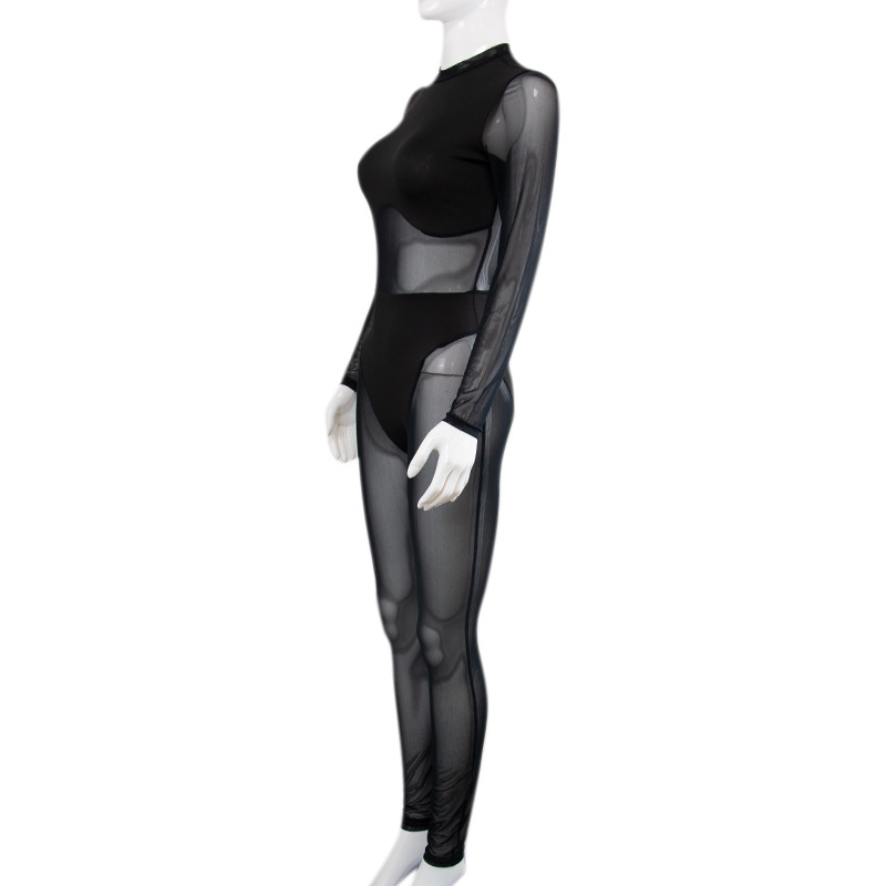 Stylish Patchwork High Waist Skinny Casual Jumpsuit - Image 3