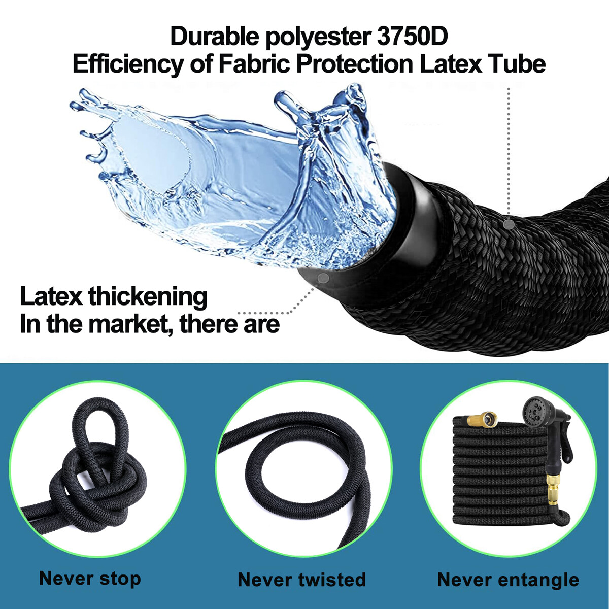 Heavy Duty 25FT Extendable Garden Hose With Spray Gun