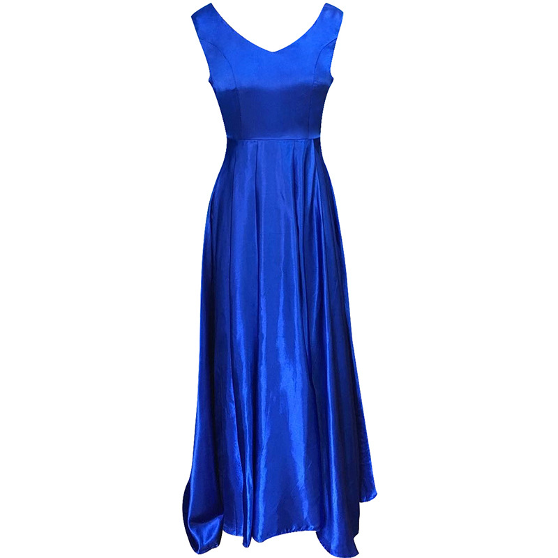 Deep V Neck Sleeveless Backless Bow Ball Evening Dress Blue - Shop at LoveMi