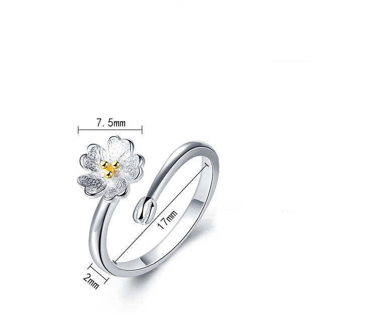 Title 2, Lotus Silver Plated Ring Female Fashion Sweet A...