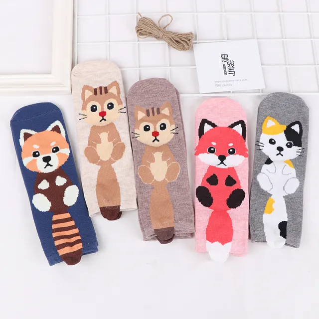 Women's Fashion Cartoon Animal Pattern Mid Tube Socks Tanuki - Shop at LoveMi