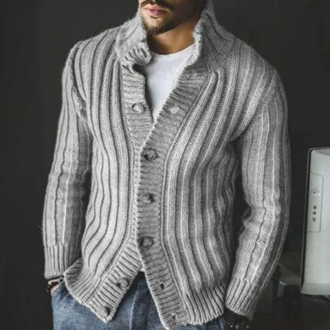 Men's Casual Single-breasted Knitted Sweater