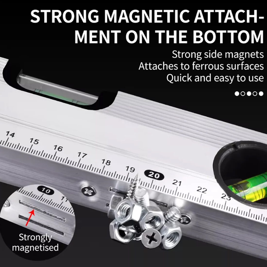 MAGNETIC 3 PIECE BUILDERS BUILDING SPIRIT LEVEL SET - 300, 600, 1000mm Silver — image 6