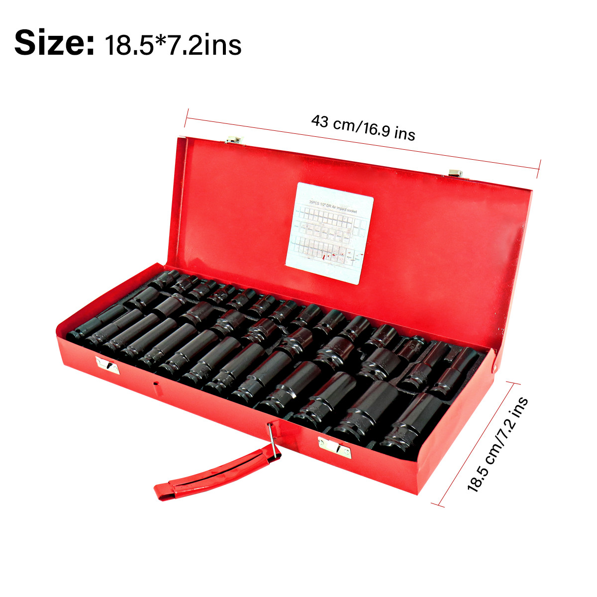 35PCS 1-2 8-32mm Metric Drive Deep Impact Socket Tool Set Garage Chrome Steel — image 6