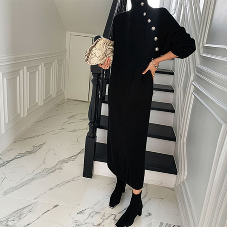 Ladies Knitted Super Long Lace Warm Dress - Image 4