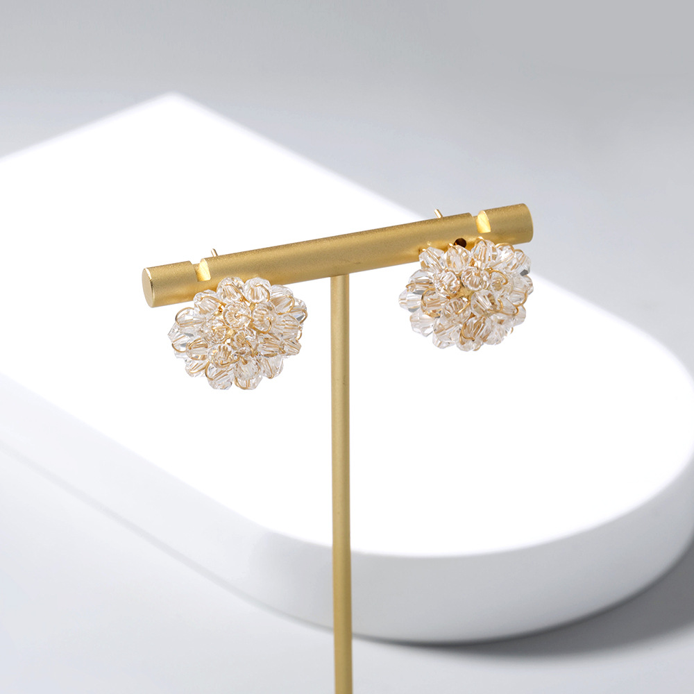 Crystal Beads Petal Earrings  Female Accessories
