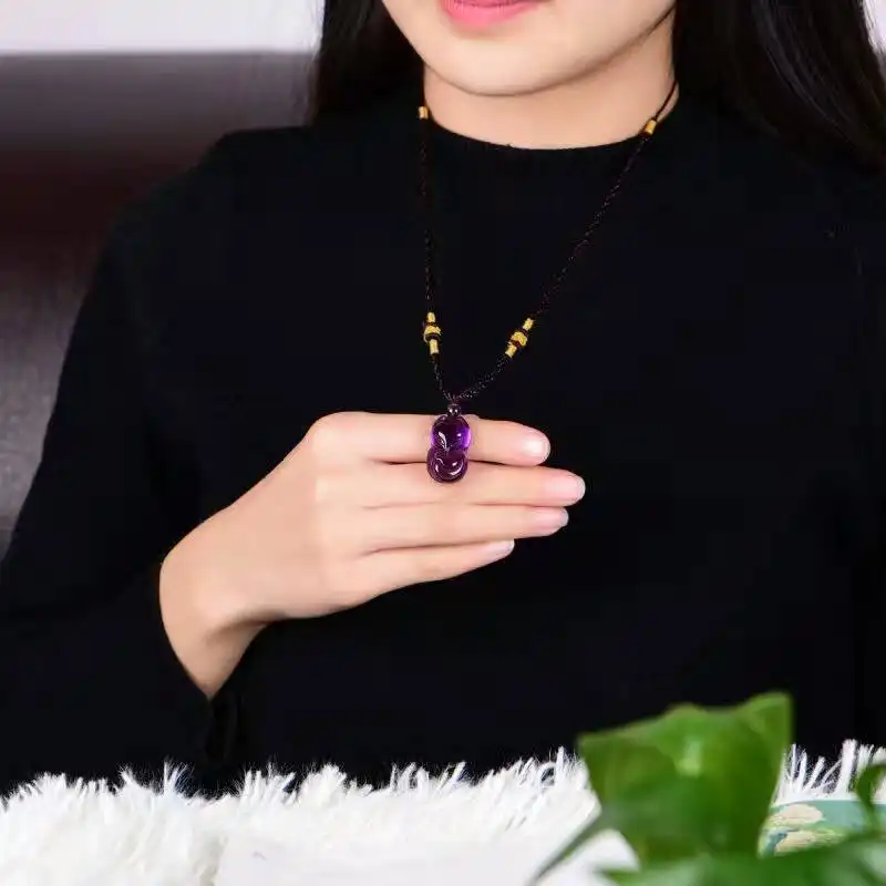 Women's Brazilian Amethyst Fox Pendant Necklace