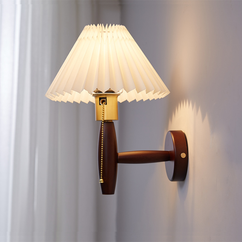 Title 5, Vintage Copper Bedside Wall Lamp Pleated