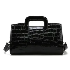 New European And American Retro Pattern Handbag - Black - View 1