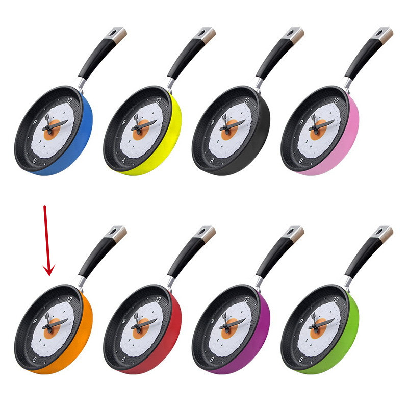 Title 3, Fried Egg Pan Clock Mute Clock Simple Clock Wal...