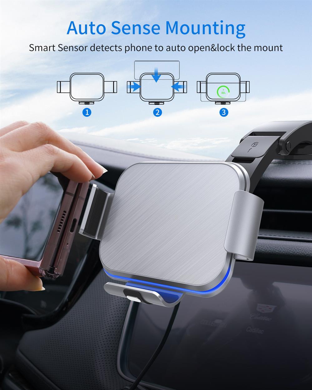 S8 Double Coil Folding Screen Car Mount Wireless Charging - Image 4