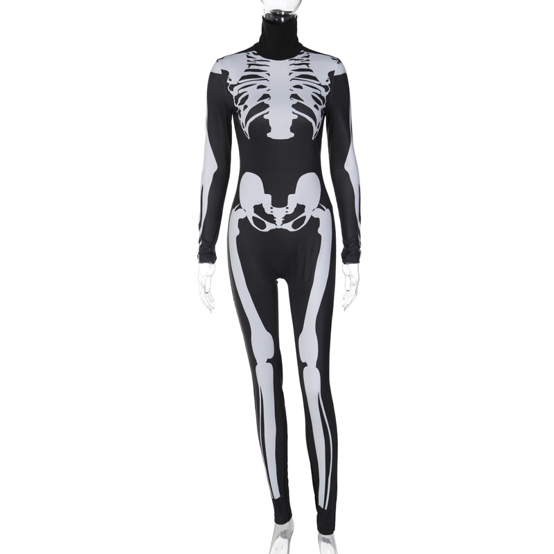 Title 3, Damen Fashion Skull Skeleton Jumpsuit Bequemer ...