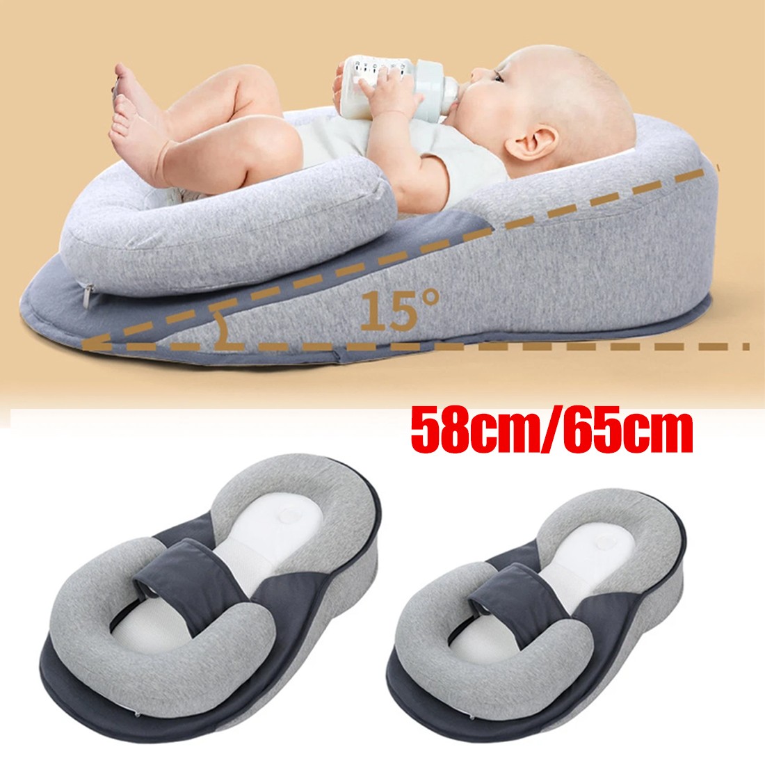Baby Bed Acid Reflux With Strap, Baby Bed For Reducing Spit-Up, Anti Reflux HOT