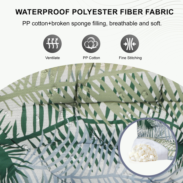 Outdoor Swing Cushions 70 Inch,Waterproof 4in Thick Porch Swing Cushion Replacement With Backrest And Ties,Comfortable 2-3 Seat Pation Swing Pad For Backyard,Garden,Lawn,Outdoor Furniture Bamboo Leaf — view 5