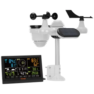VEVOR 7-in-1 Wireless Weather Station, 7.5 In Large Color Display, Digital Home Weather Station Indoor Outdoor, For Temperature Humidity Wind Speed,Direction Rain UV, With Forecast