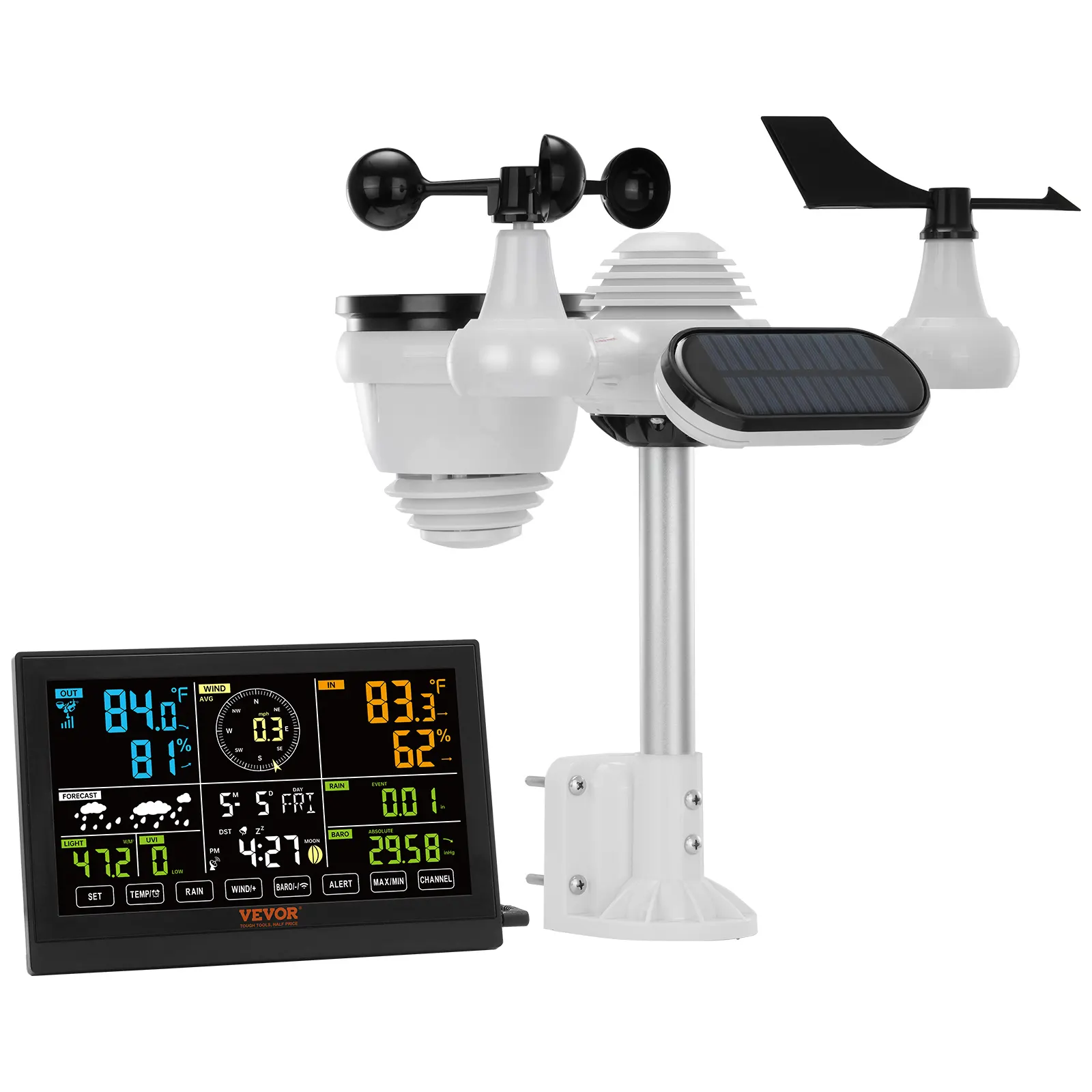 VEVOR 7-in-1 Wireless Weather Station, 7.5