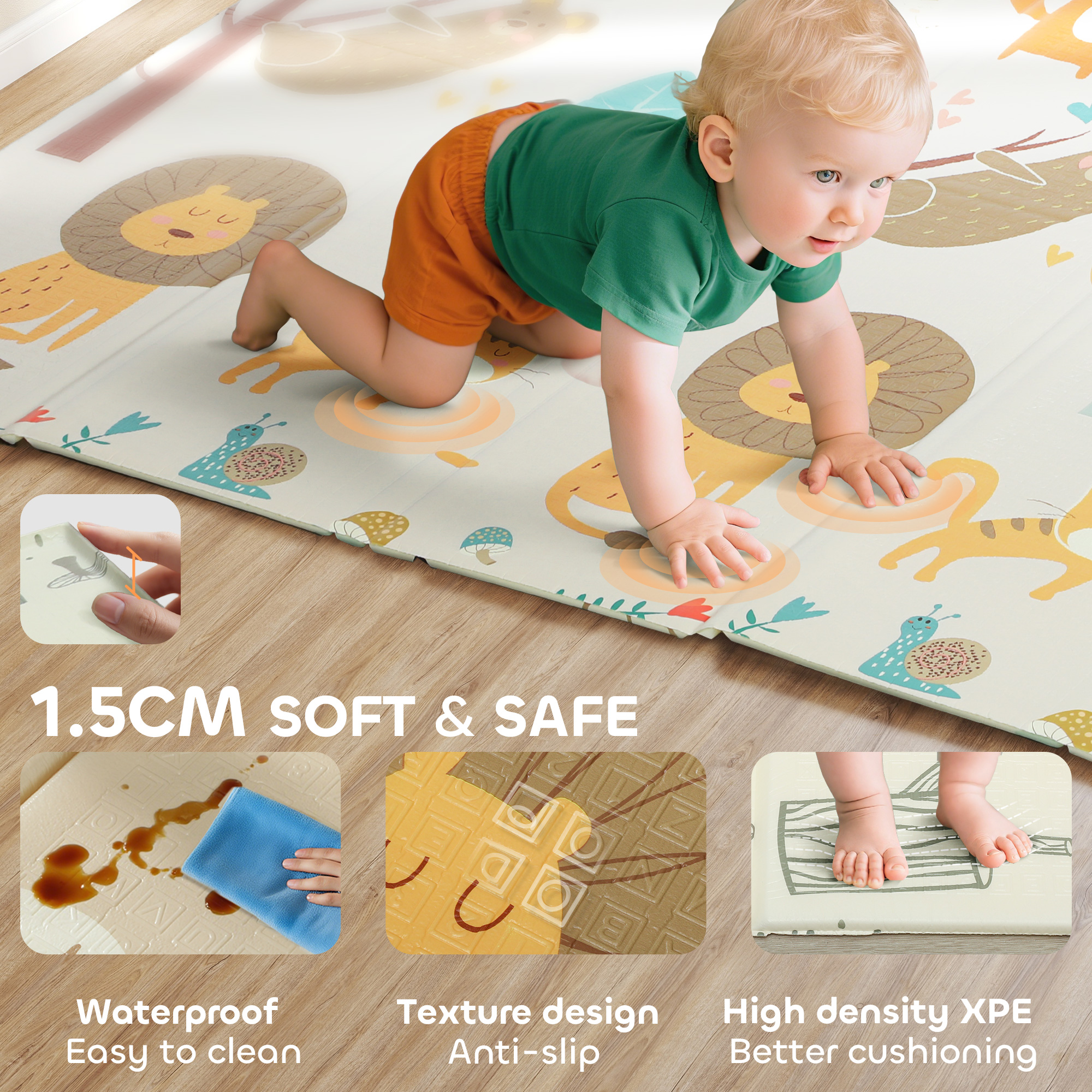 Dinosaur Themed Baby Placemat, Double-sided, Foldable, Waterproof, Suitable