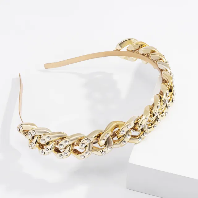 Wide sided Fashion Hair Accessories Irregular Metal Headband Gold - Shop at LoveMi