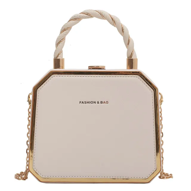 Niche Design Chain Bag Fashion One Shoulder Tote Box Bag Beige - Shop at LoveMi